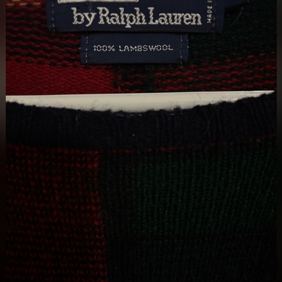 Vintage Polo By Ralph Lauren Men’s Tartan/Plaid Sweater 100% lambs wool size XL - Picture 3 of 5